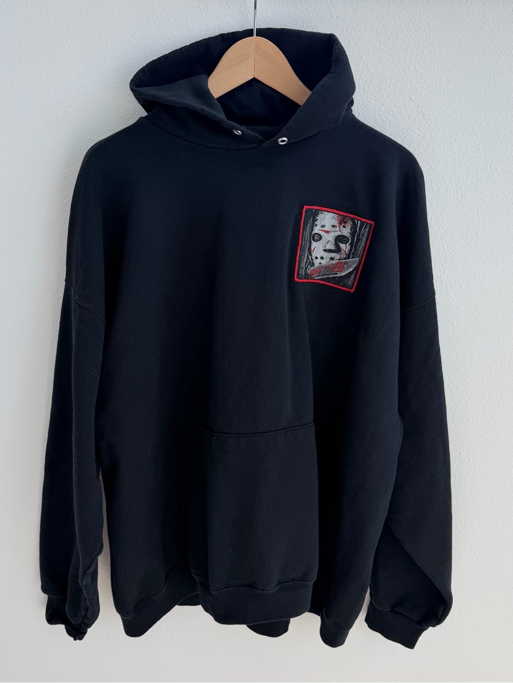 Friday the 13th Jason Embroidered Patch Hanes Ultimate Cotton Hoodie XL